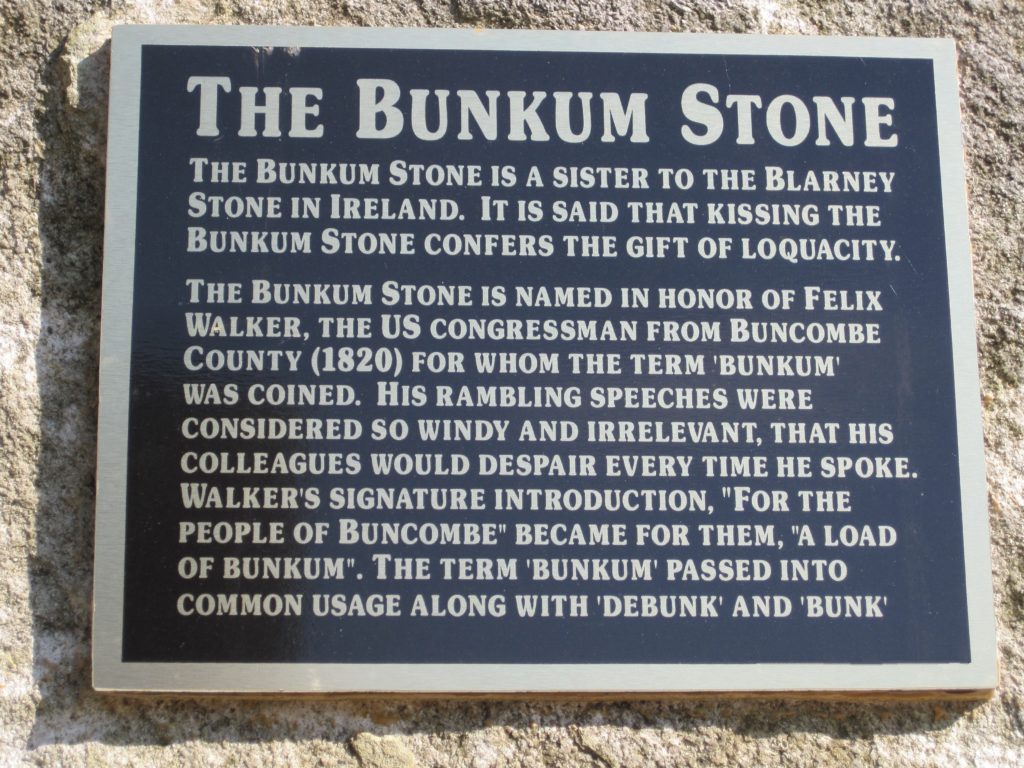 Plaque introducing the Bunkum Stone.